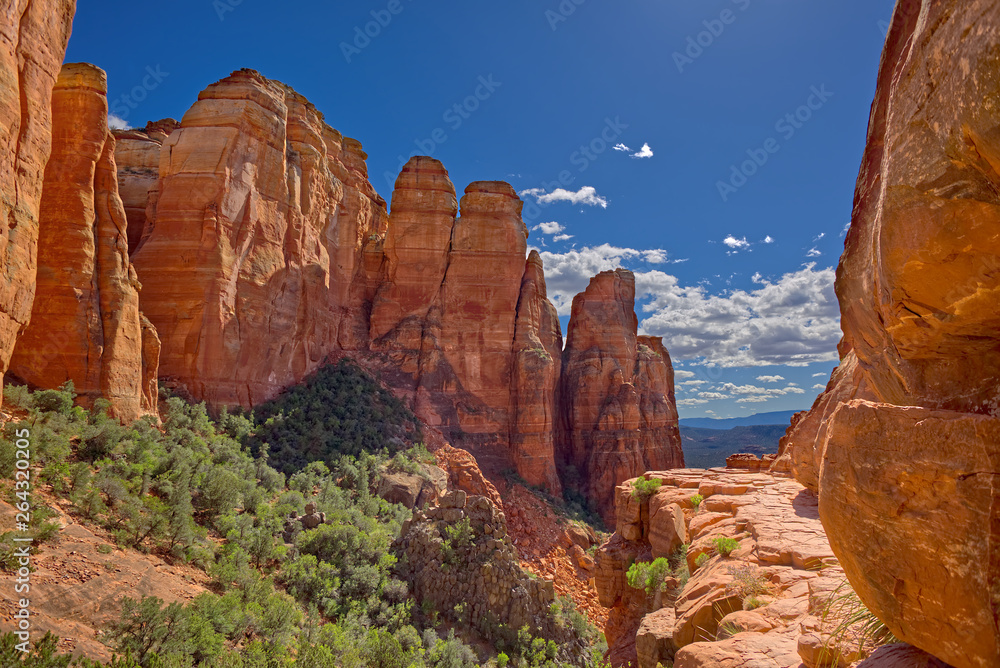 View from the saddle of the Cathedral Rock facing the southwest. Located in Sedona AZ.