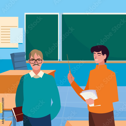 teachers couple in the classroom characters