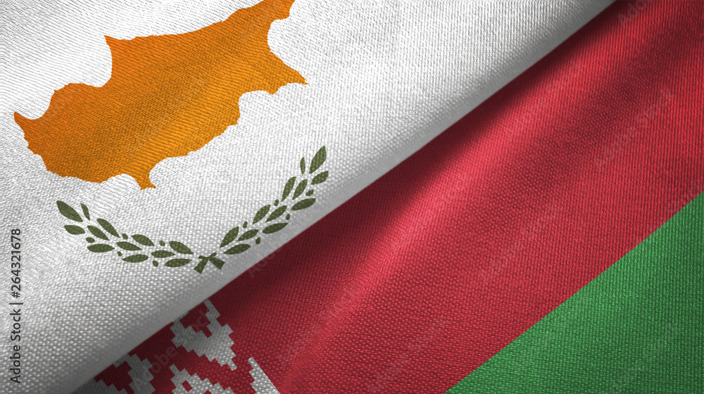 Cyprus and Belarus two flags textile cloth, fabric texture Cyprus and Belarus two flags textile cloth, fabric texture