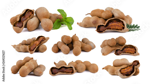 Fresh tamarind isolated on white background.