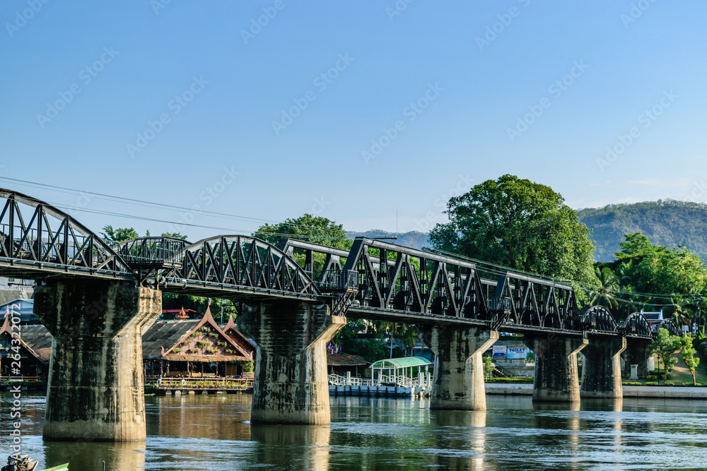 Naklejka premium Bridge on the river kwai, Kanchanaburi province,Thailand.