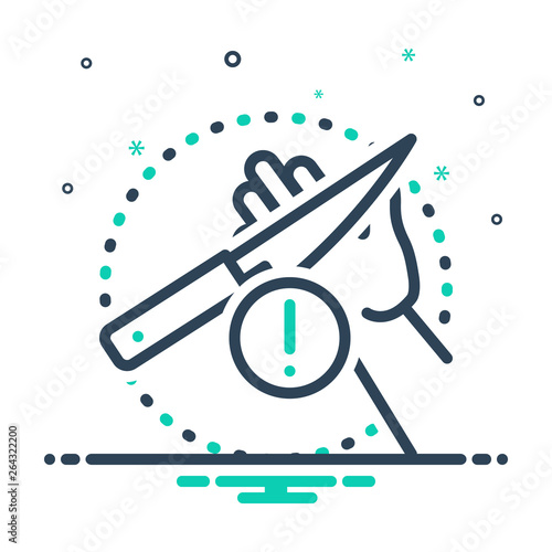 Mix line icon for carefulness 