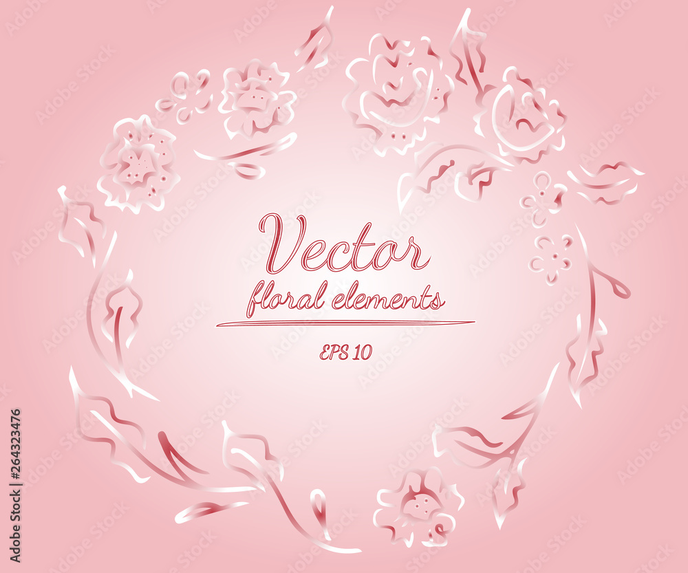 Wreath of roses or peonies flowers and branches with azalea, pale pink and white colors. floral frame design elements for invitations, greeting cards, posters, blogs. Hand drawn vector illustration. Wreath of roses or peonies flowers and branches with azalea, pale pink and white colors. floral frame design elements for invitations, greeting cards, posters, blogs. Hand drawn vector illustration.