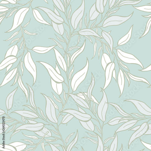 Modern leaves and flowers seamless pattern design