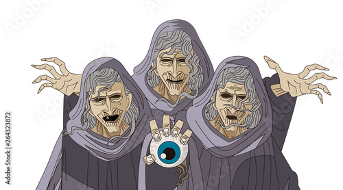 three old greek mythology sisters with one eye