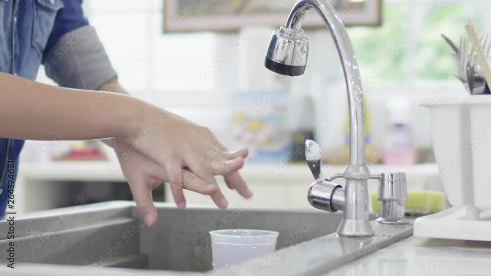 Little asian boy washing hand, Hygiene. Cleaning Hands. Washing hands. 60FPS Little asian boy washing hand, Hygiene. Cleaning Hands. Washing hands. 60FPS