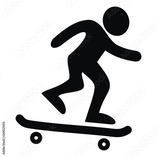 Skateboarding,sport icon, black silhouette of skateboarder, vector icon
