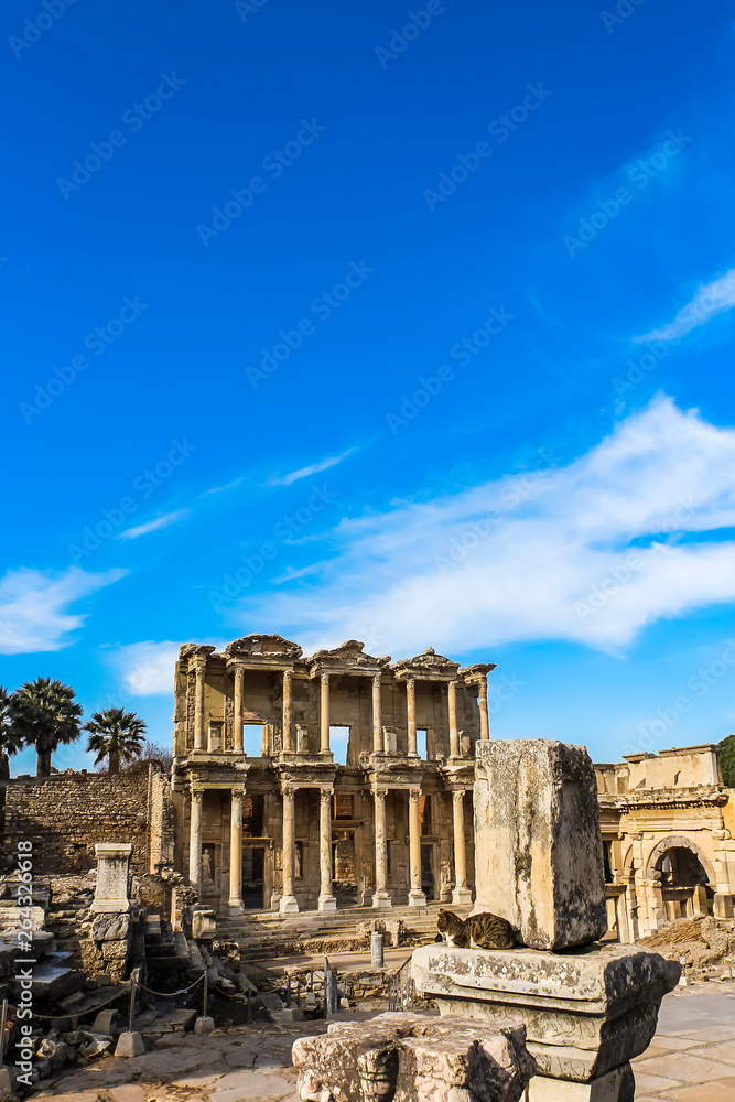 The facade of the Library of Celsus, reconstructed from original pieces