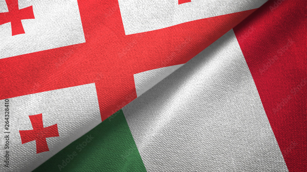 Georgia and Italy two flags textile cloth, fabric texture Georgia and Italy two flags textile cloth, fabric texture