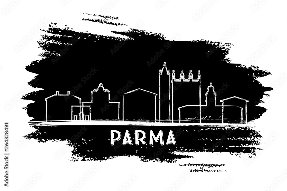 Parma Italy City Skyline Silhouette. Hand Drawn Sketch.