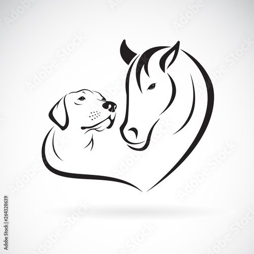 Vector of horse and dog(Labrador) on white background. Pet. Animal. Easy editable layered vector illustration.