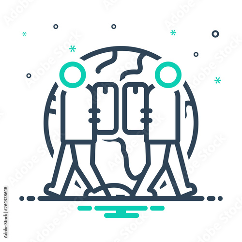Mix line icon for expat 