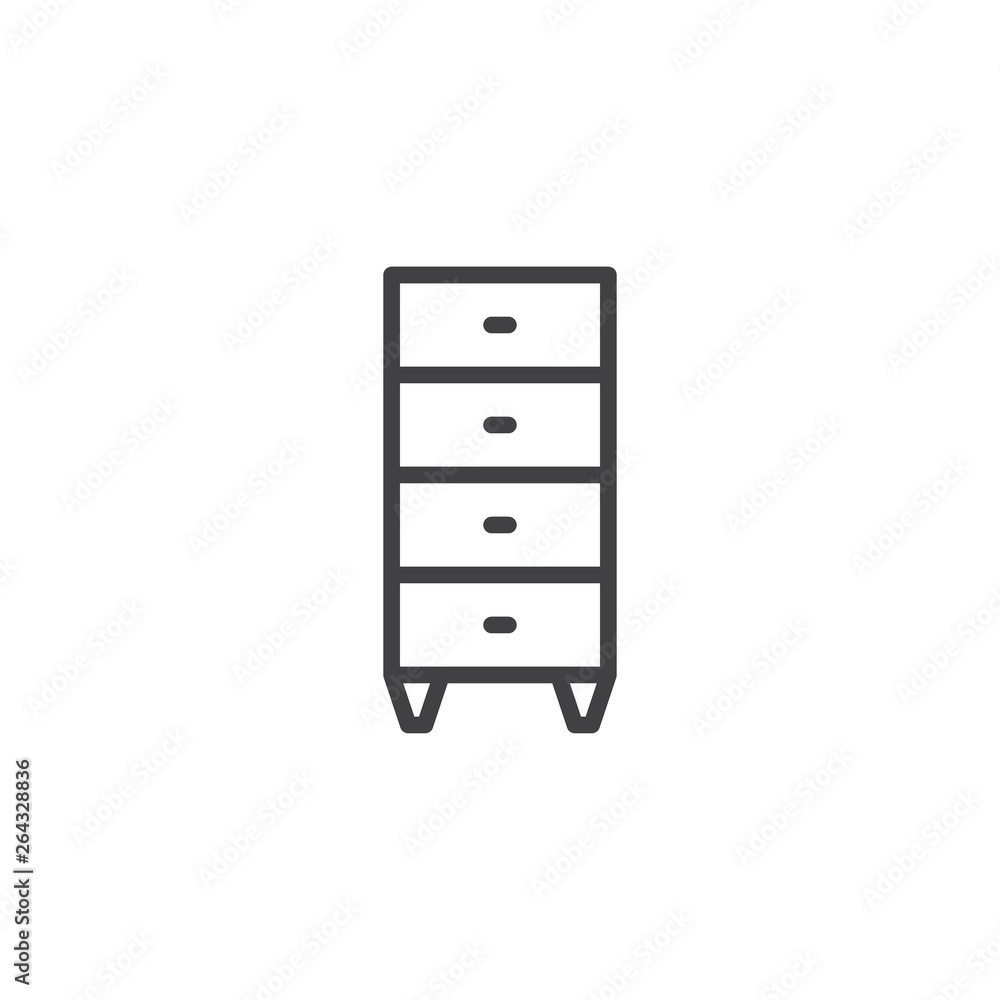 Chest of drawers line icon. Cabinet linear style sign for mobile concept and web design. Nightstand, bedroom furniture outline vector icon. Symbol, logo illustration. Pixel perfect vector graphics Chest of drawers line icon. Cabinet linear style sign for mobile concept and web design. Nightstand, bedroom furniture outline vector icon. Symbol, logo illustration. Pixel perfect vector graphics