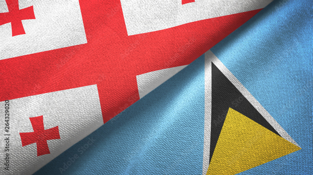 Georgia and Saint Lucia two flags textile cloth, fabric texture Georgia and Saint Lucia two flags textile cloth, fabric texture