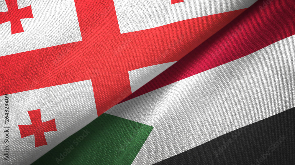 Georgia and Sudan two flags textile cloth, fabric texture Georgia and Sudan two flags textile cloth, fabric texture