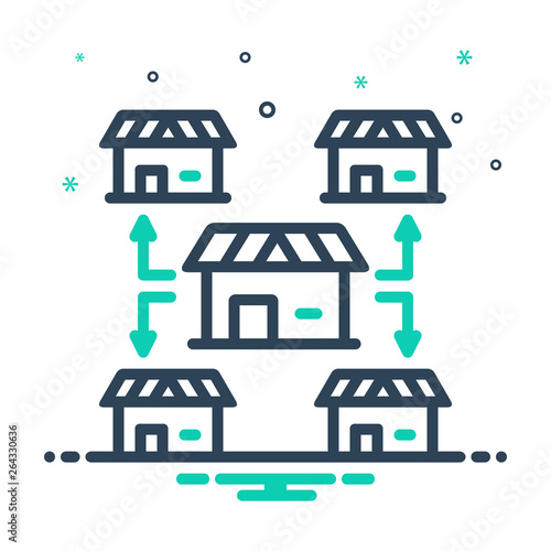 Mix line icon for franchising 