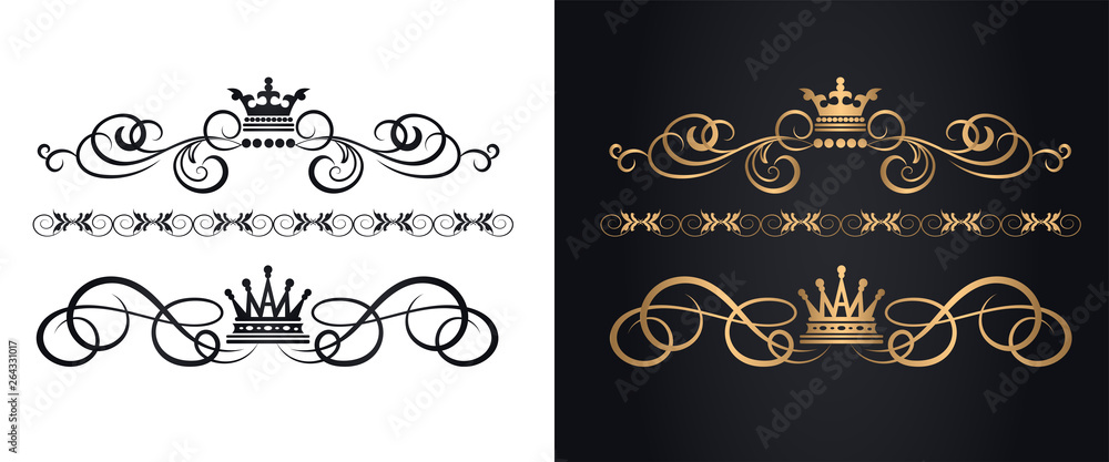 Golden elements in royal style for design