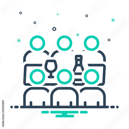 Mix line icon for friends celebrating