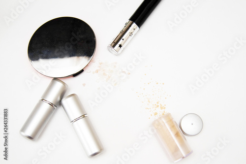 set of makeup on a white background