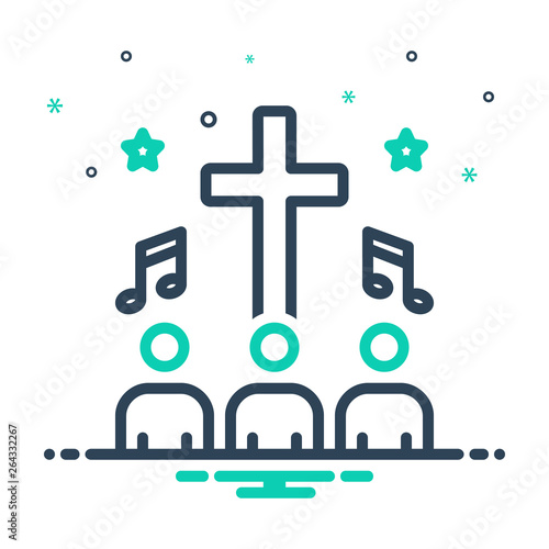 Mix line icon for hymn people 