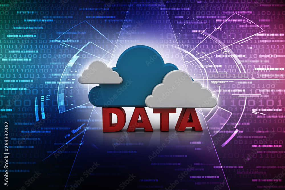 3d rendering Cloud online storage icons with data 3d rendering Cloud online storage icons with data