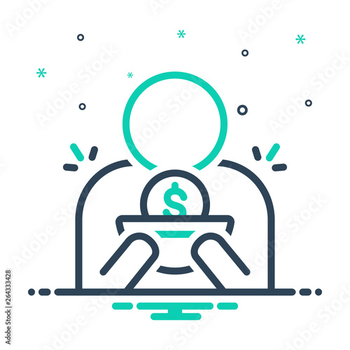 Mix line icon for indigent beggarly