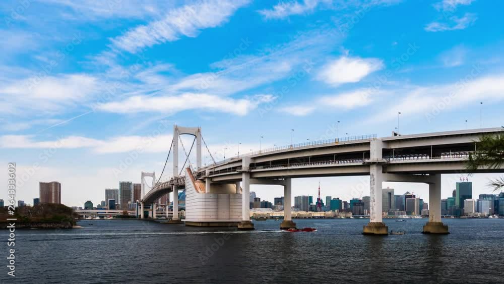 time lapse of Rainbow bridge in Odaiba, Tokyo, Japan time lapse of Rainbow bridge in Odaiba, Tokyo, Japan