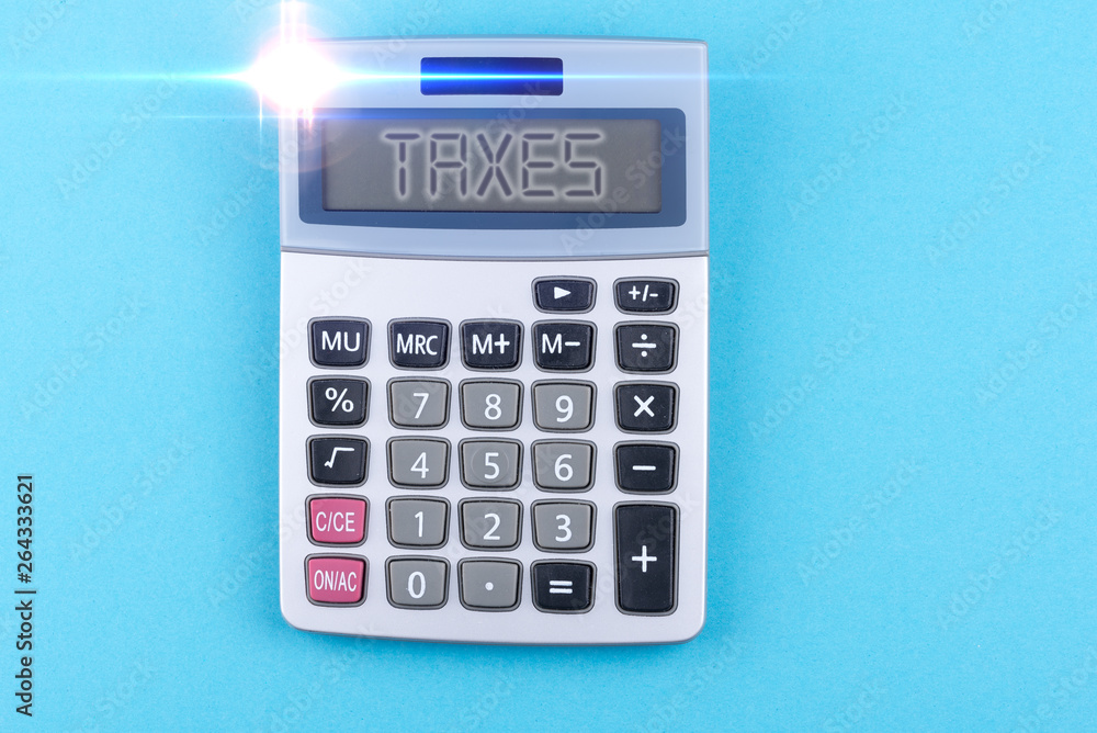 Calculator displayes Taxes with lightray Calculator displayes Taxes with lightray