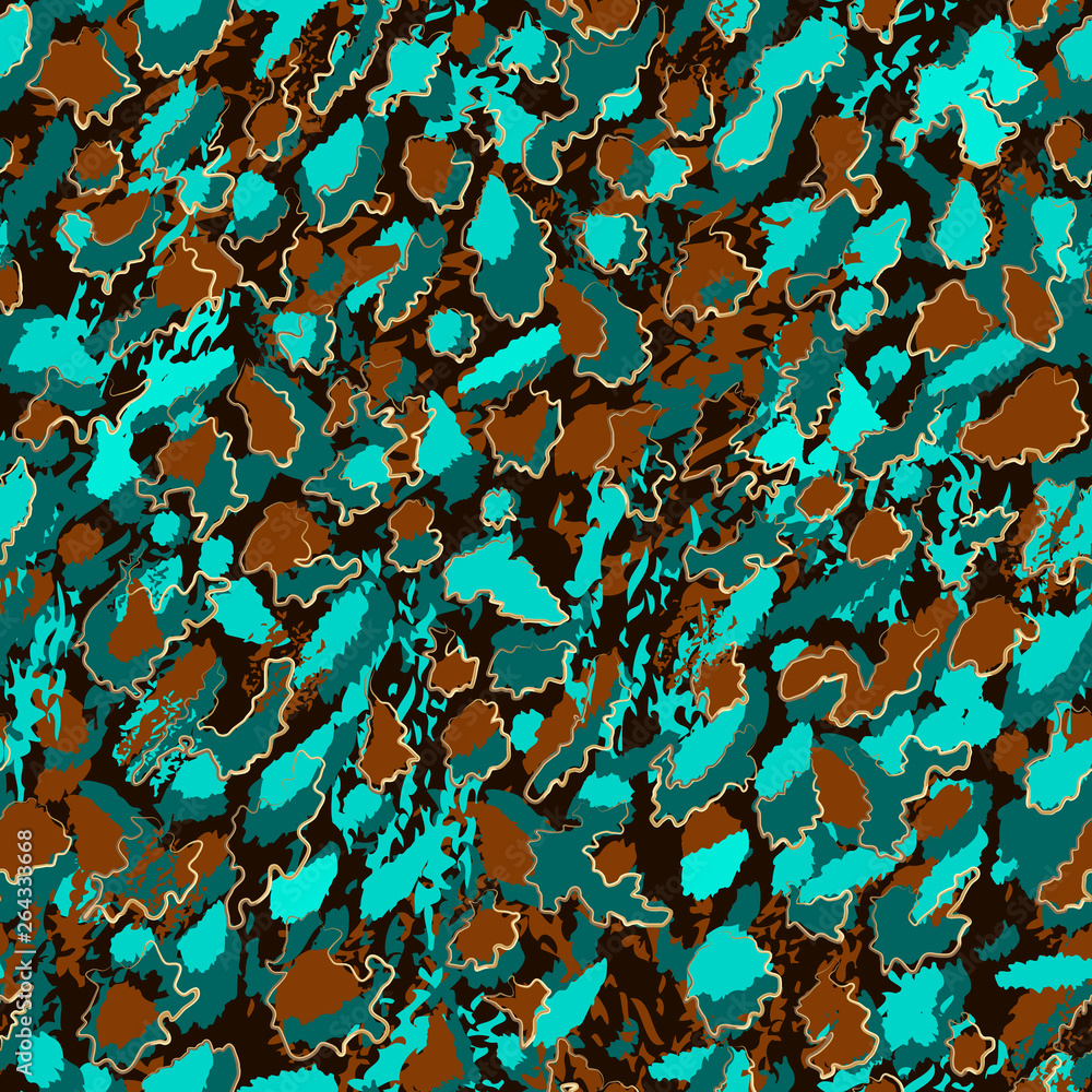 Leopard style spotted vector seamless pattern. Abstract blue, turquoise ...