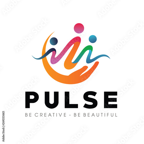  People Beat logo, community logo template designs vector