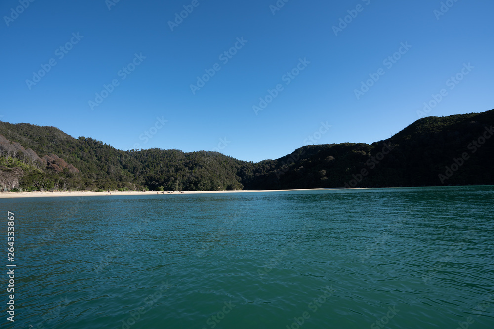 The Abel Tasman National Park beach on a beautiful sunny day