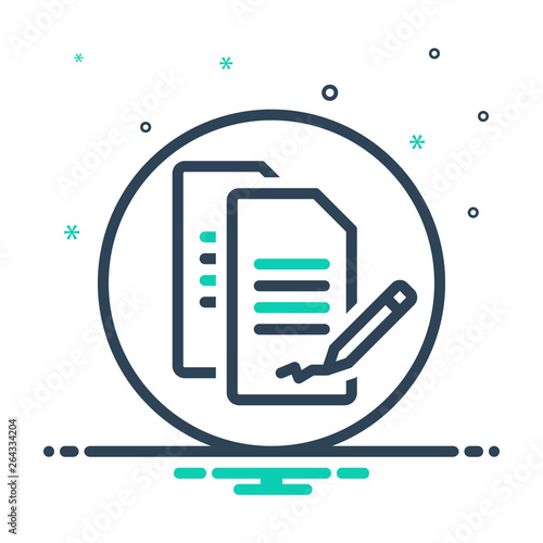 Mix line icon for contract agreement