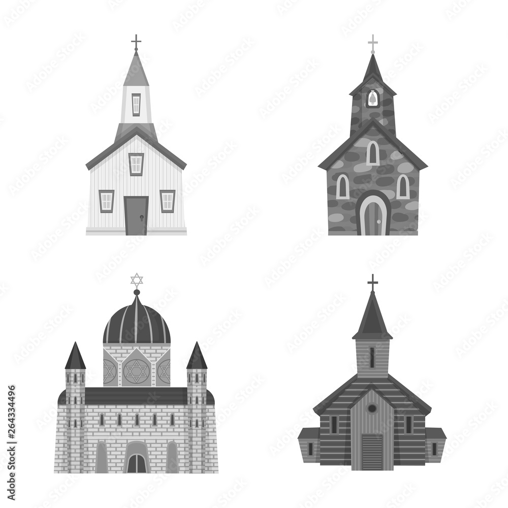 Isolated object of architecture and faith sign. Set of architecture and traditional vector icon for stock.