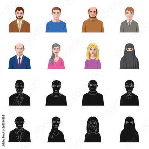Vector design of hairstyle and profession  icon. Set of hairstyle and character  vector icon for stock.