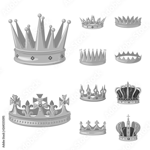 Isolated object of jewel and vip logo. Set of jewel and nobility stock vector illustration.