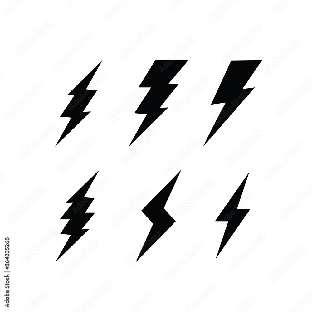 Thunder bolt and flash Logo Design, Icon Vector - obrazy, fototapety, plakaty 