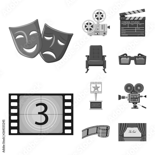 Vector design of cinematography and studio symbol. Set of cinematography and filming stock symbol for web.