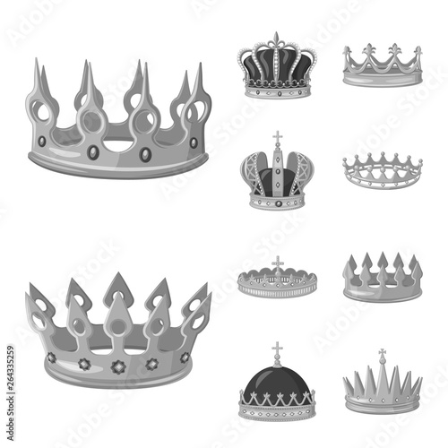 Vector design of jewel and vip symbol. Set of jewel and nobility vector icon for stock.
