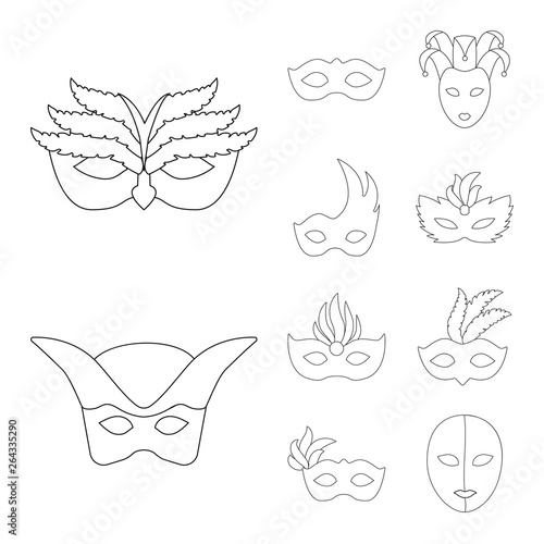 Vector illustration of masquerade  and mystery logo. Set of masquerade  and festival stock vector illustration.