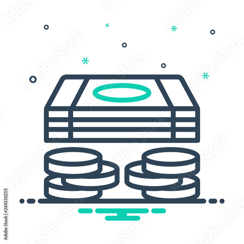 Mix line icon for cash money