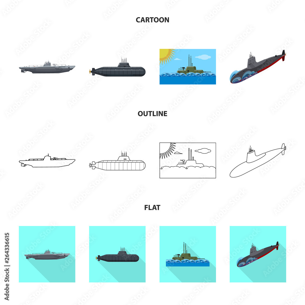 Isolated object of war  and ship sign. Collection of war  and fleet stock vector illustration.