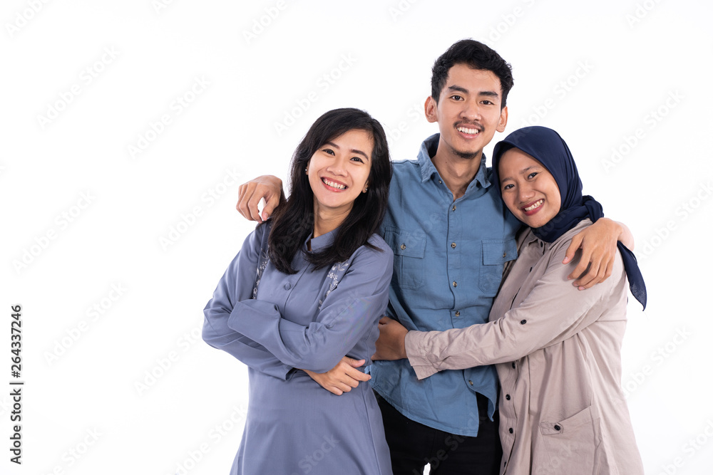 muslim friends together isolated over white background muslim friends together isolated over white background