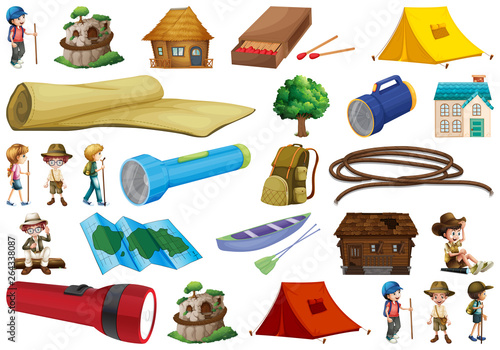 Set of outdoor camp equipment