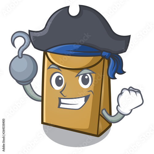 Pirate cartoon paper bag at table register