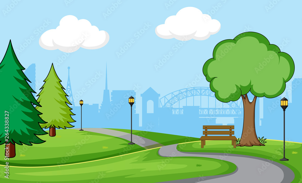 City park scene background