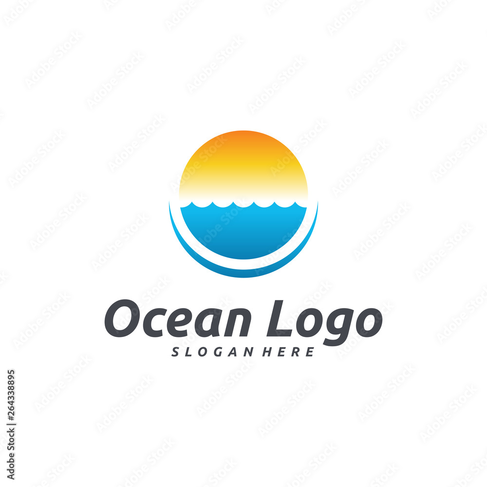 Iconic Ocean Logo designs vector, Sea Logo template
