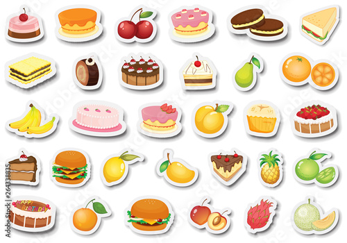 Set of dessert and fruit sticker
