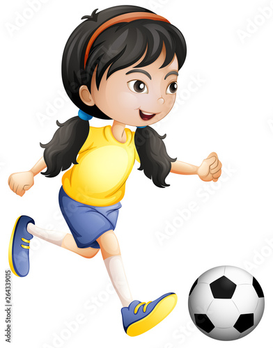 Young girl playing soccer