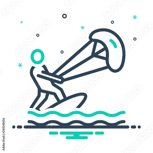 Mix line icon for kitesurf kitesurfer