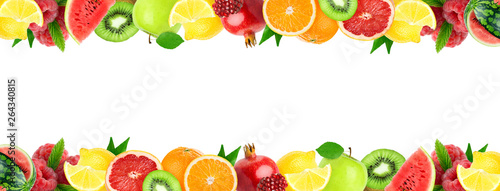 Collage of mixed fruits. Fresh color fruits. Food concept